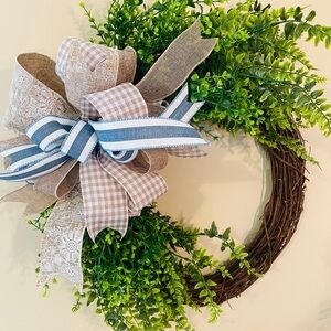 Handmade Year Round Grapevine Wreath with Hand-tied Bow